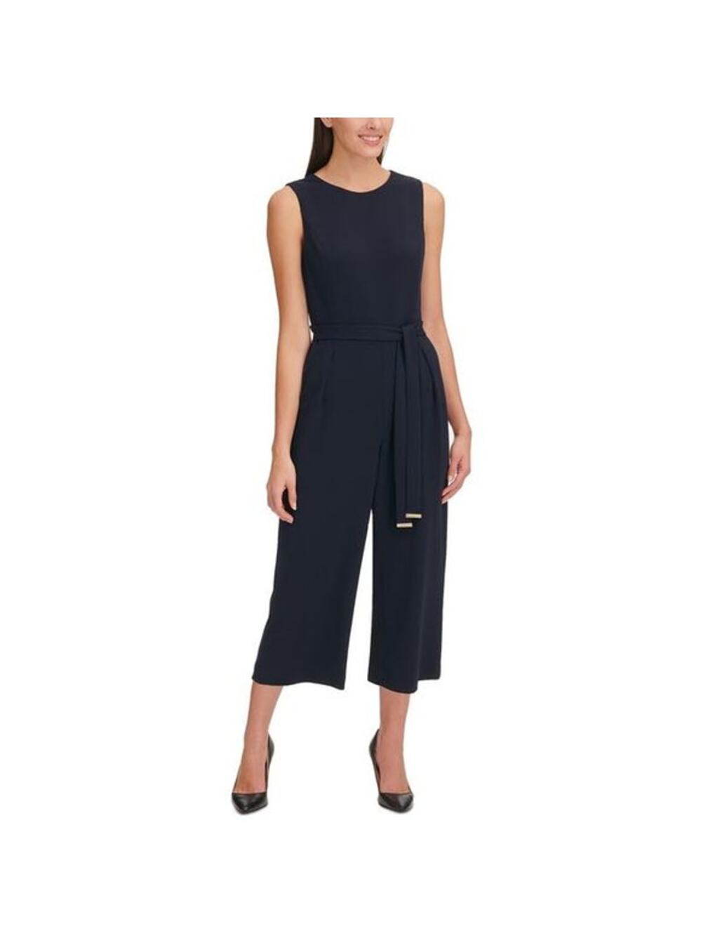 Tommy Hilfiger Navy Crop Wide Leg Jumpsuit with Belt